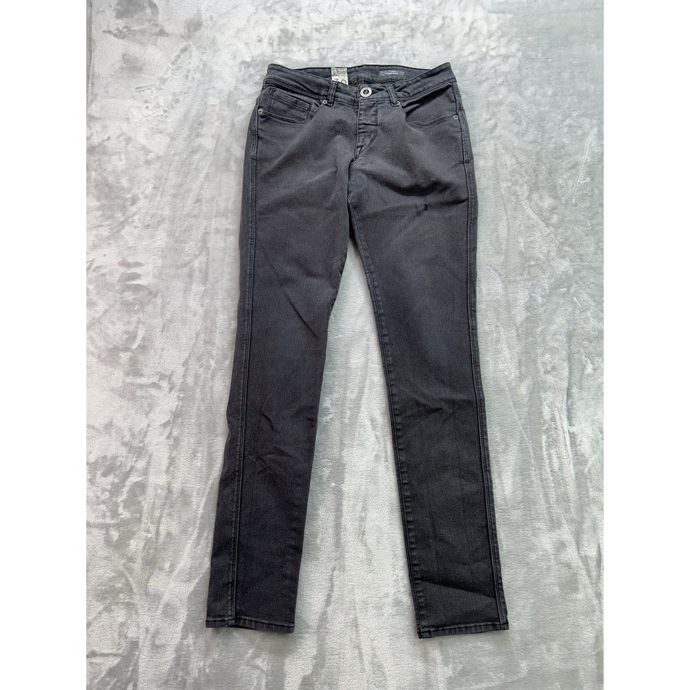 Volcom Chili Choker Jeans Mens Sz 30x33 Black Skinny Low Rise Guys Skate Grunge